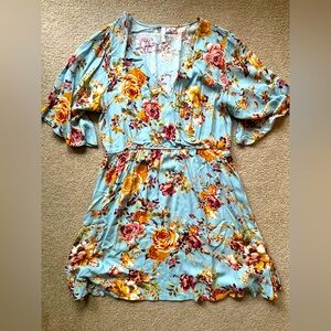 Floral Faux Wrap Mini Dress